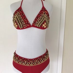 STUNNING WOODEN BEADED BIKINI.